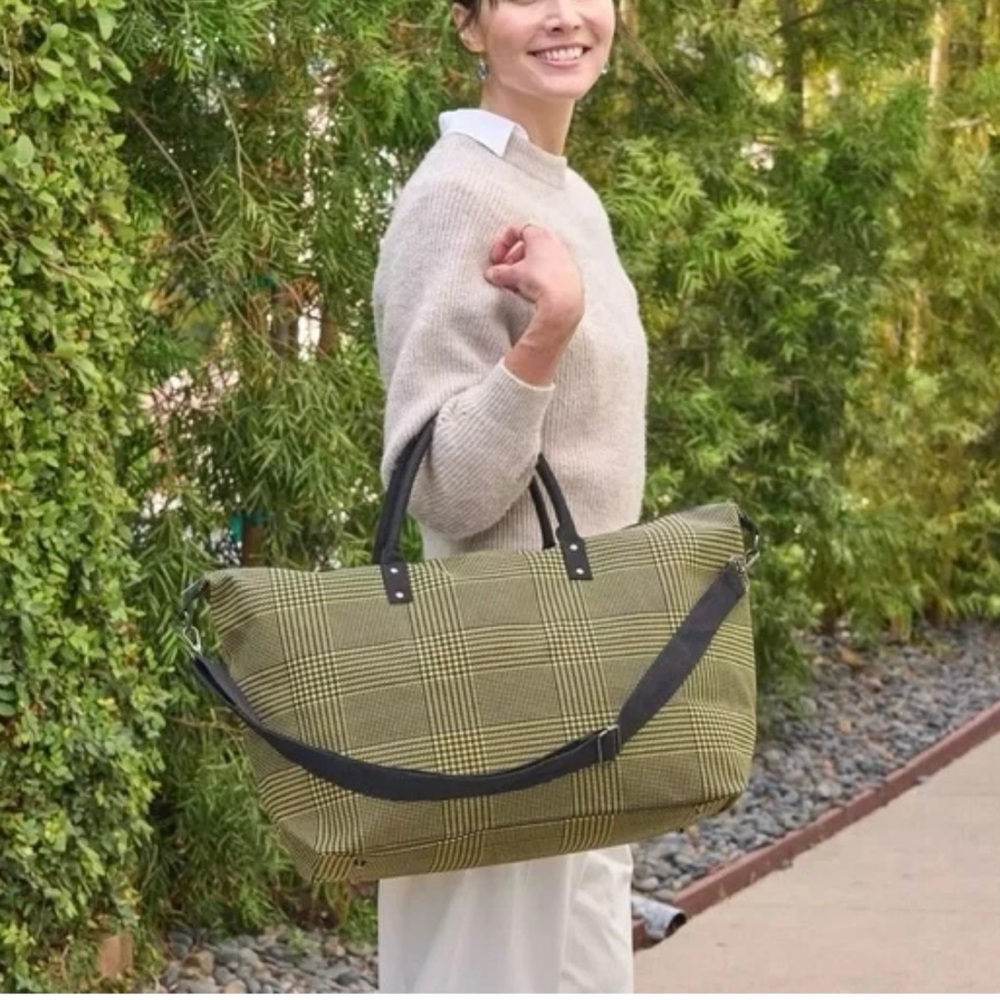 New lulu Dharma Plaid Green black  Tote Bag gingham weekender tote bag